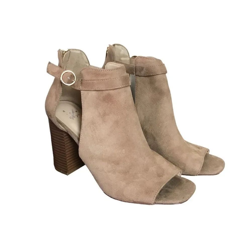 A New Day Women's Size 9 Tan Peep-Toe Block Heel Sandals